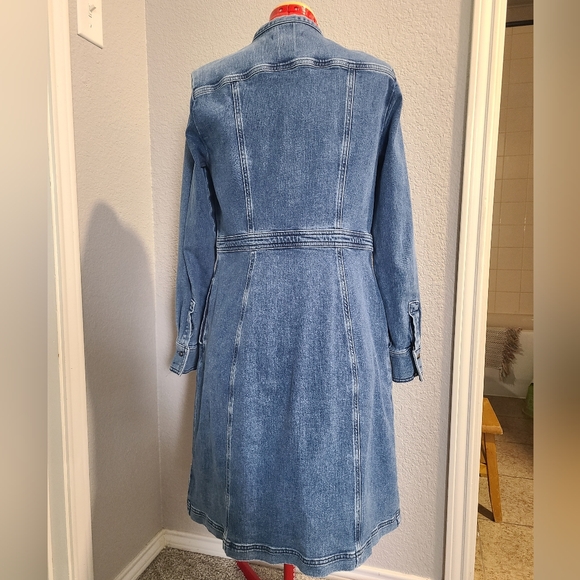 Boden Denim Bow Long Sleeve Button Down Dress US Size 10 - Picture 4 of 6